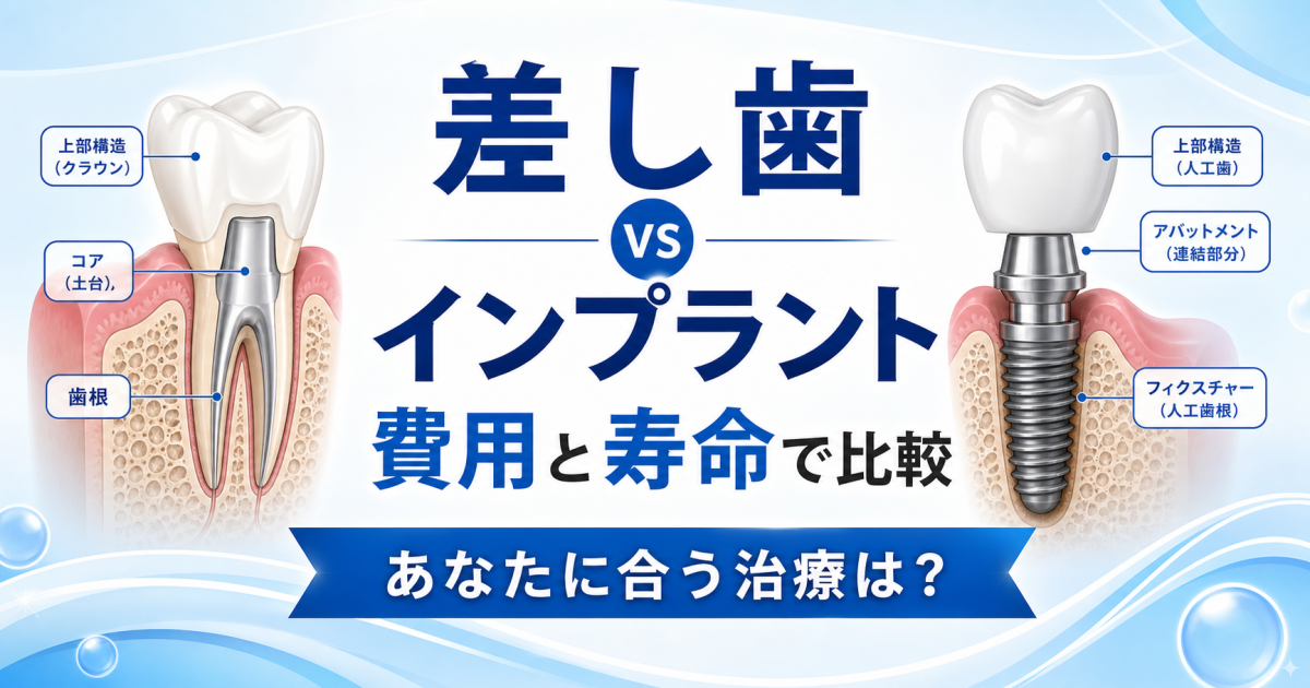 歯の根が残っている場合は差し歯?インプラント?費用と寿命で比較