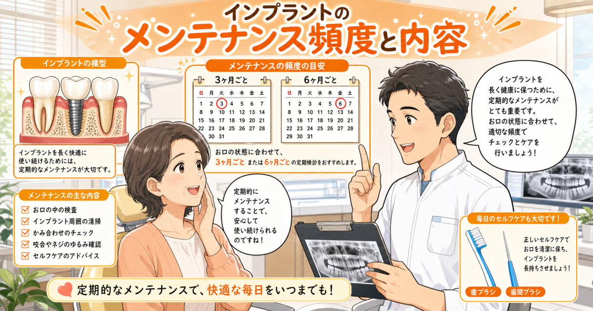 インプラントのメンテナンス頻度と内容|長持ちさせる3つのポイント