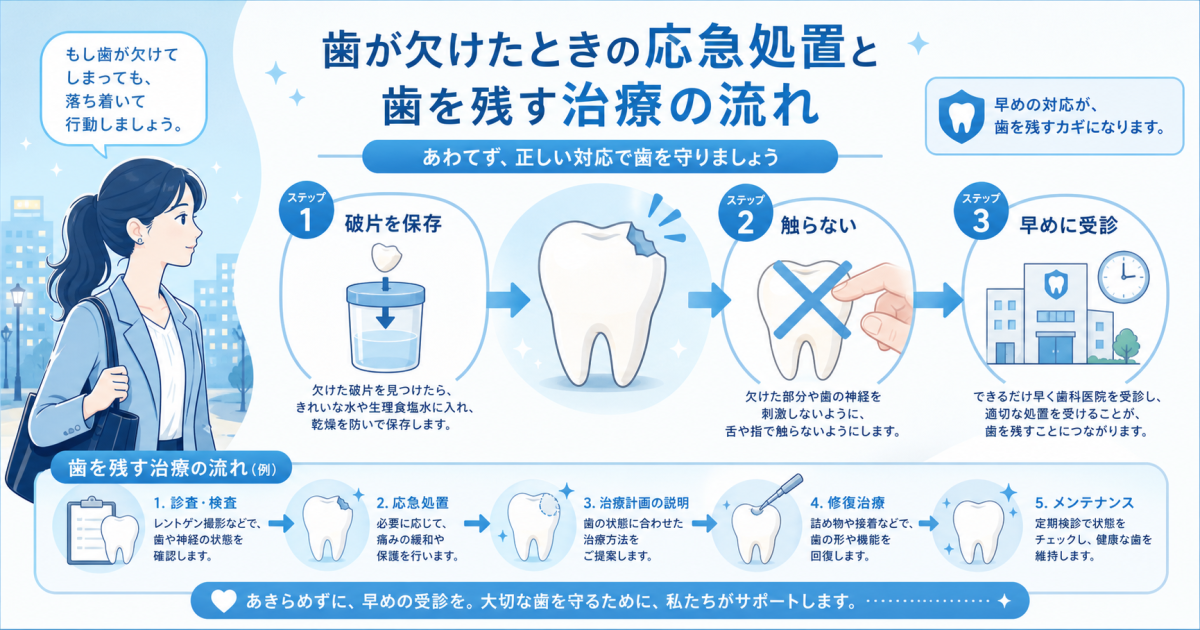 歯が欠けた！仕事で焦る女性のための応急処置と歯を残す治療法
