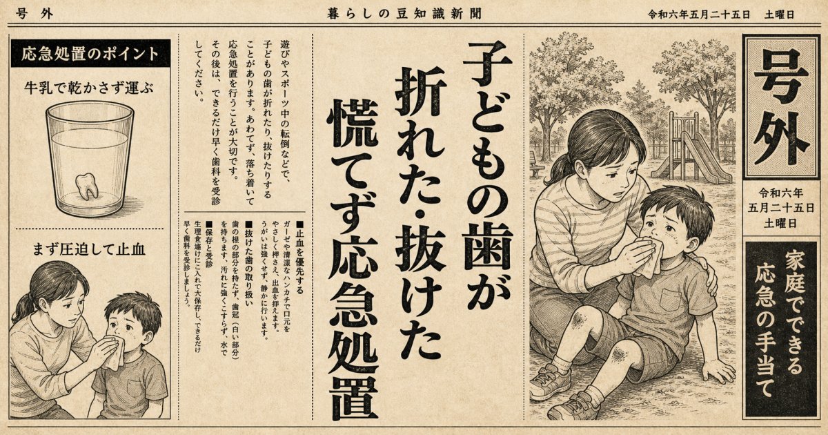 子どもの歯が折れた・抜けた！慌てず行う応急処置と受診の目安
