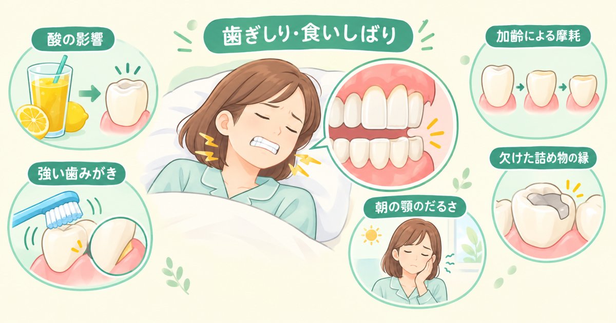 歯ぎしりや食いしばりで歯が削れるのはなぜ？ほかの原因との見分け方は？